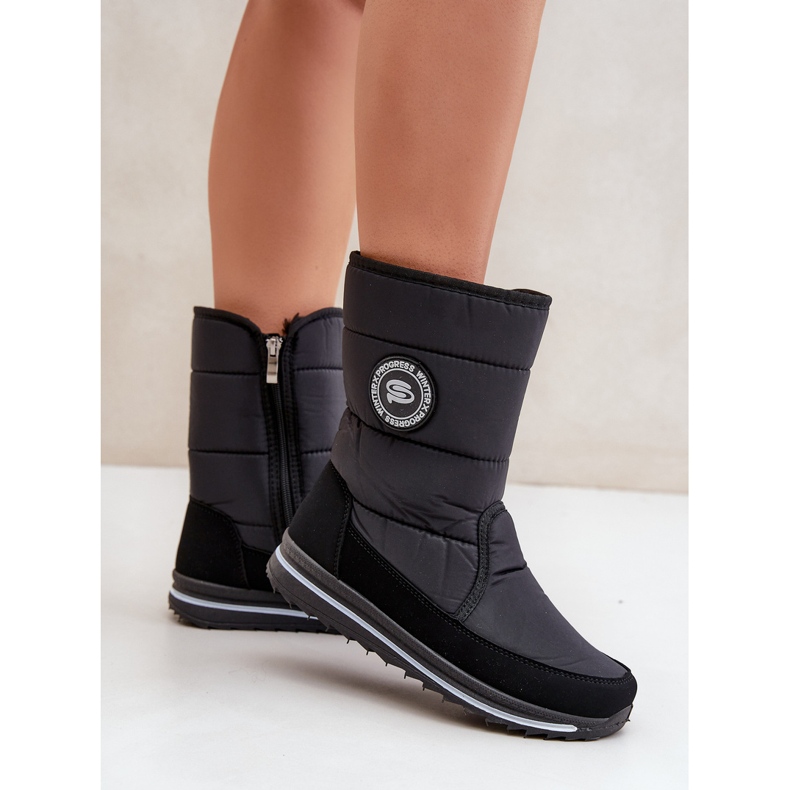 Botas de neve femininas com zíper Progress PROGJ-21-09 preta preto