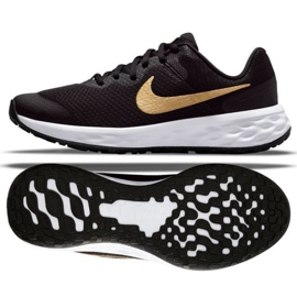 Tênis de corrida Nike Revolution 6 Jr DD1096 002 preto dourado
