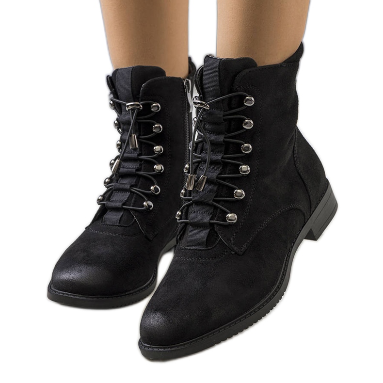 PA1 Botas pretas com uma encadernação decorativa Vesale preto