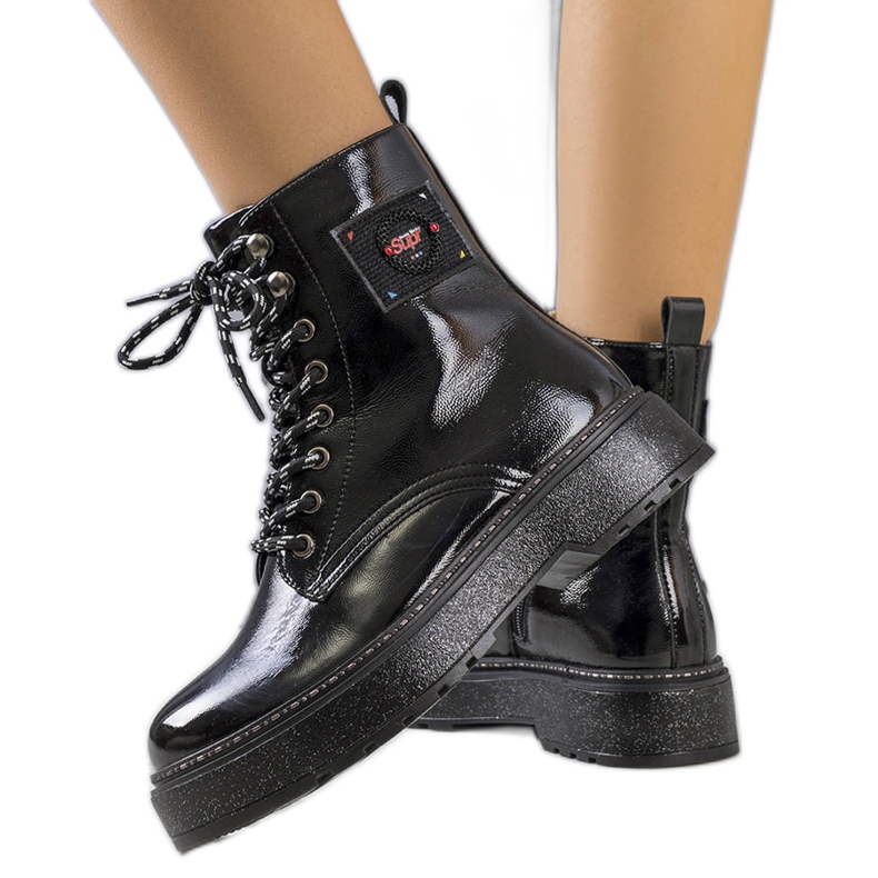 Botas Firenz lacadas pretas preto