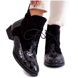 Botas de couro com salto plano Maciejka 2878J-01 preta preto Botas de couro com salto plano Maciejka 2878J-01 preta preto