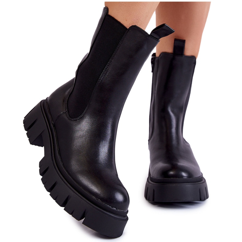 Botas de Trabalhadores da Plataforma Feminina Black Aliana preto