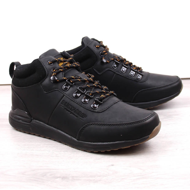 Sapatos de couro preto para homens Jogger Bustagrip