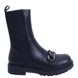 BM Botas femininas com cabedal flexível Corrin Black preto