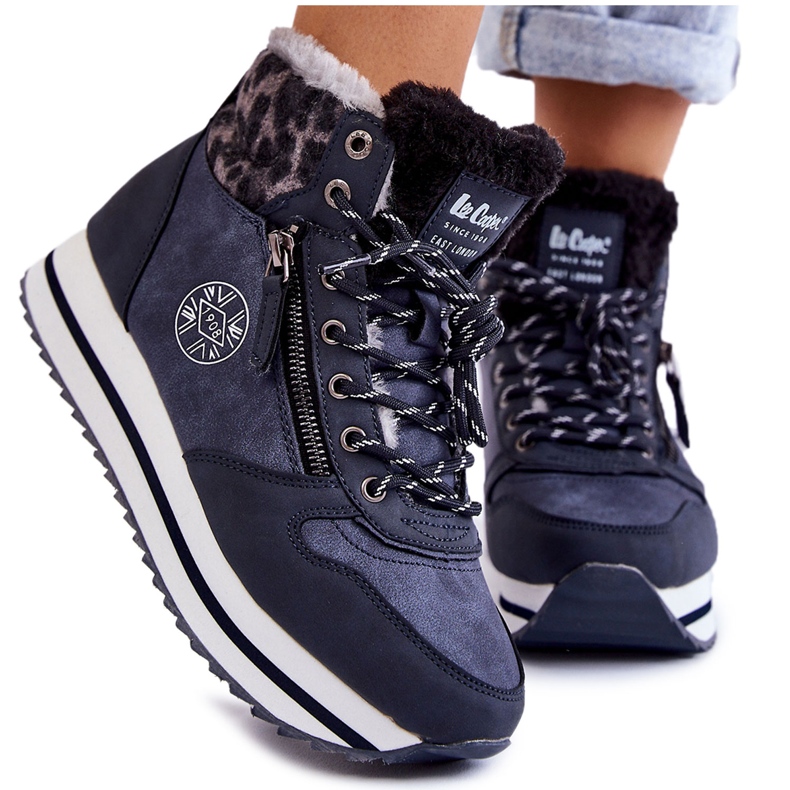 Botas quentes femininas Lee Cooper LCJ-22-31-1450 azul marinho