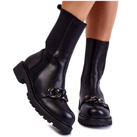 PA1 Botas femininas slip-on com uma corrente preta Maliya preto