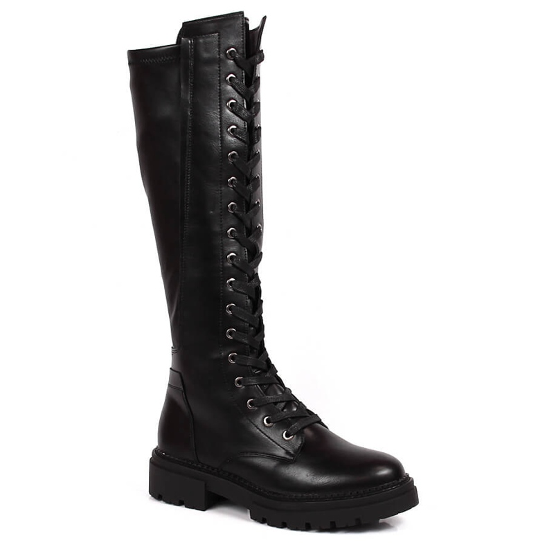 Botas femininas com cadarço com zíper, Jezzi preto isolado