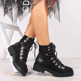 Botas quentes de mulher eVento pretas com atacadores preto