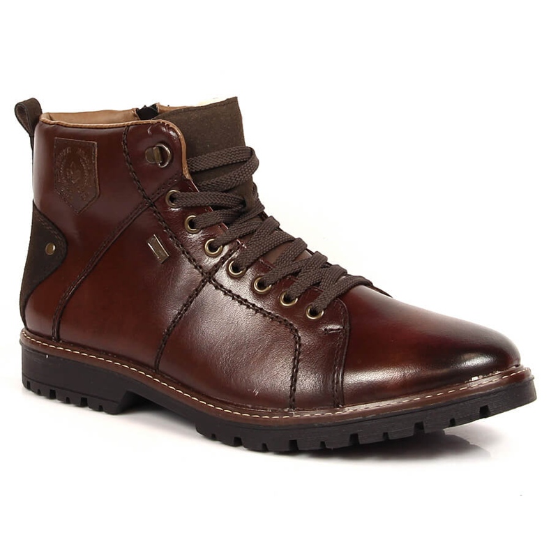 Botas de inverno impermeáveis ​​para homens isoladas com lã de ovelha Rieker F3602-25 castanho