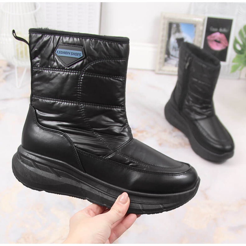 Botas de neve esportivas femininas pretas com isolamento preto Filippo