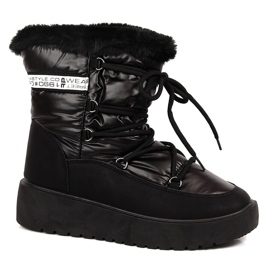 Botas de neve de mulher quentes com atacadores Filippo pretas preto