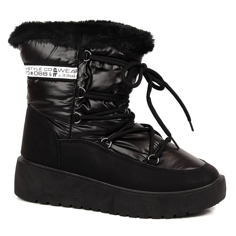 Botas de neve de mulher quentes com atacadores Filippo pretas preto