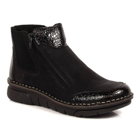 Botas confortáveis com zíperes Rieker W RKR555 isolados preto Botas confortáveis com zíperes Rieker W RKR555 isolados preto