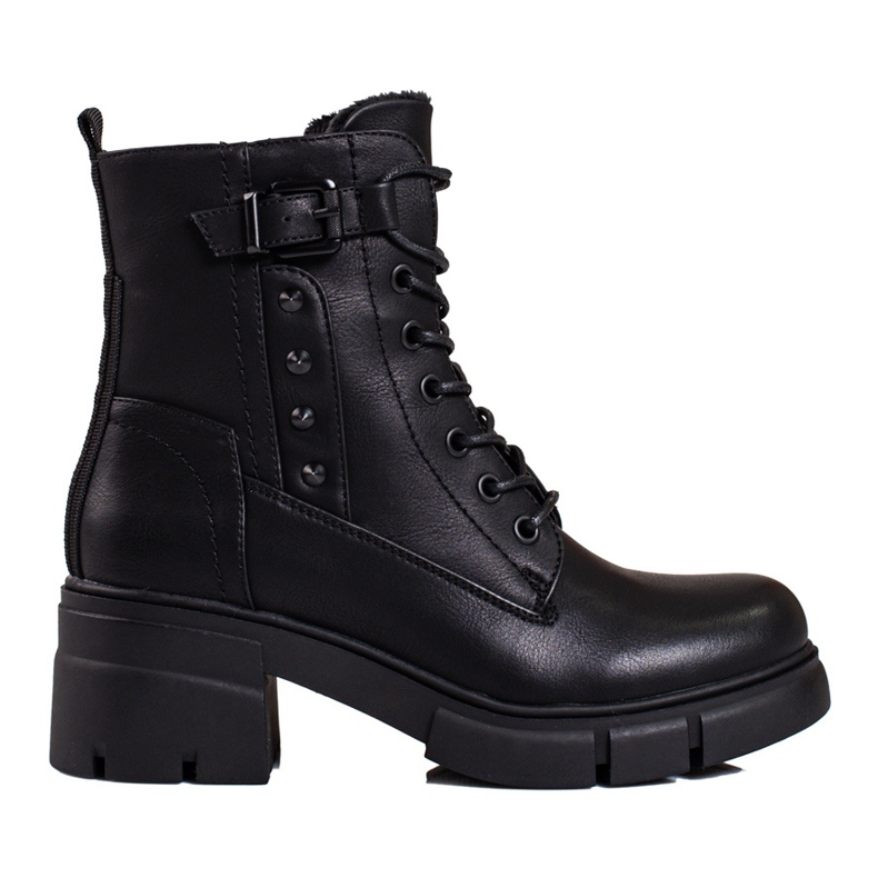 Botas com cadarço na plataforma shelovet preto