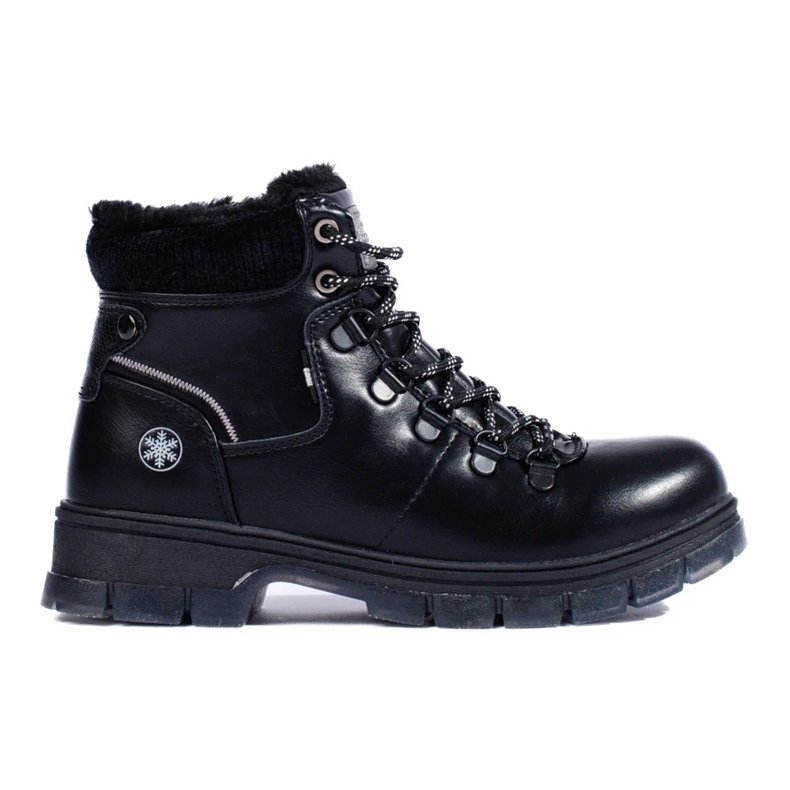 Botas de caminhada shelovet pretas de couro ecológico preto