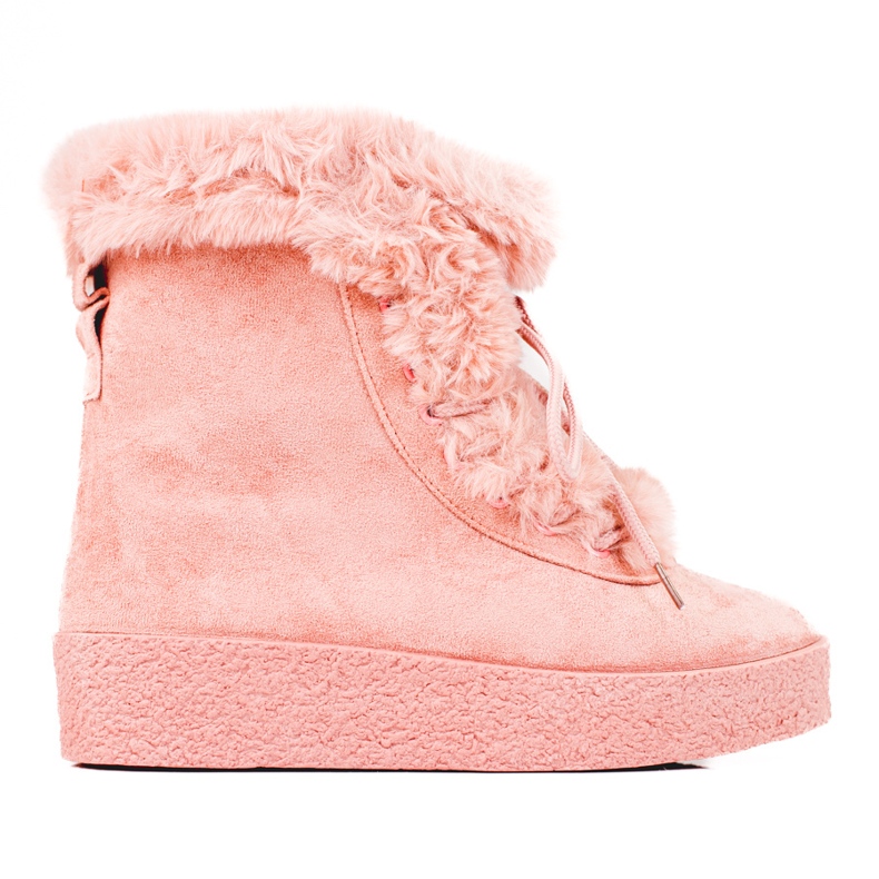 Botas de neve femininas na plataforma shelovet rosa