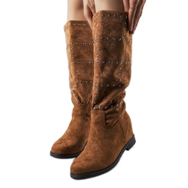 Botas de cunha camel Mercato marrom