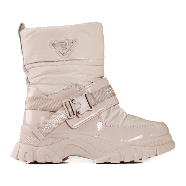 Botas de neve shelovet femininas isoladas com pele bege