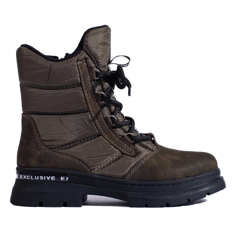 Botas de neve de mulher com atacadores verde