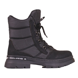 Botas de neve Shelovet de mulher com atacadores preto