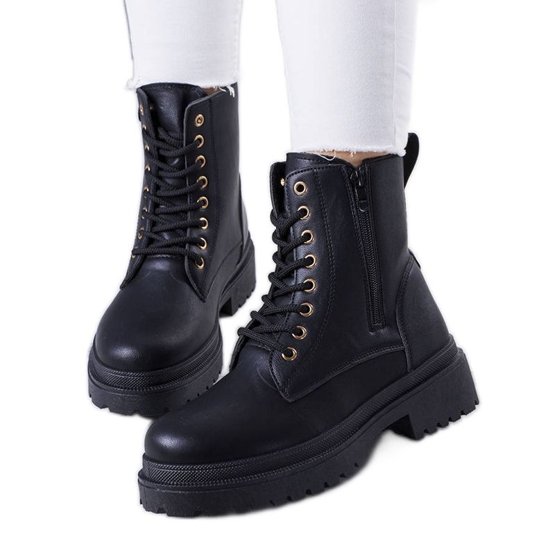 BM Botas pretas na elegante sola Ali preto