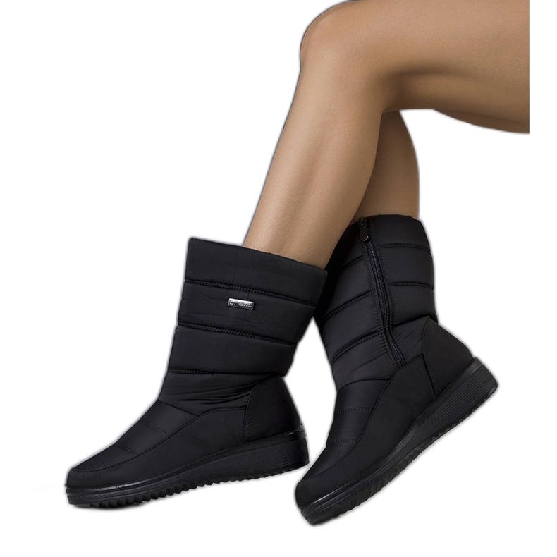 BM Botas de neve pretas na cunha baixa Reina preto