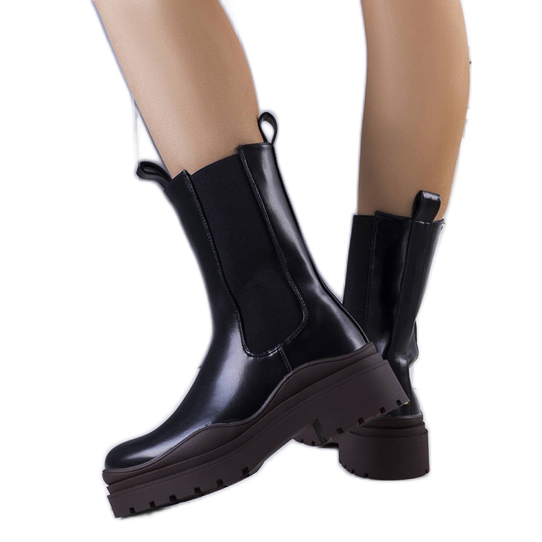 BM Botas pretas em uma sola Jadiel marrom preto