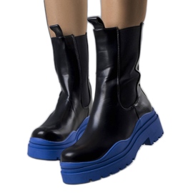 BM Botas pretas em uma sola azul Jadiel preto