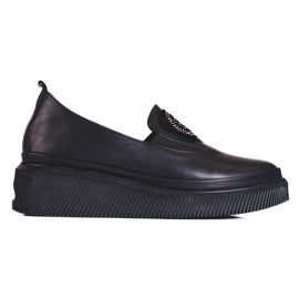 Sapatos Shelovet de couro para mulher preto Sapatos Shelovet de couro para mulher preto