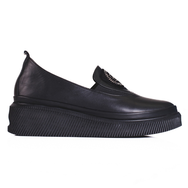 Sapatos Shelovet de couro para mulher preto