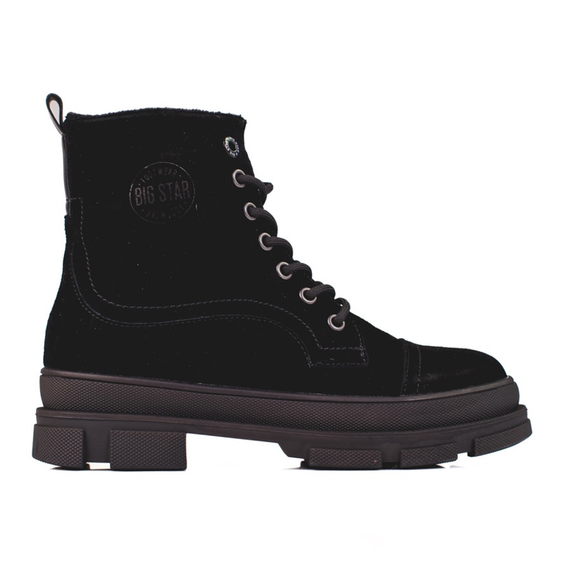 Caçadores femininos Big Star KK274525 feitos de couro natural preto