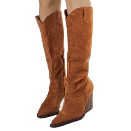 Botas de cowboy acolchoadas Ezer marrom castanho