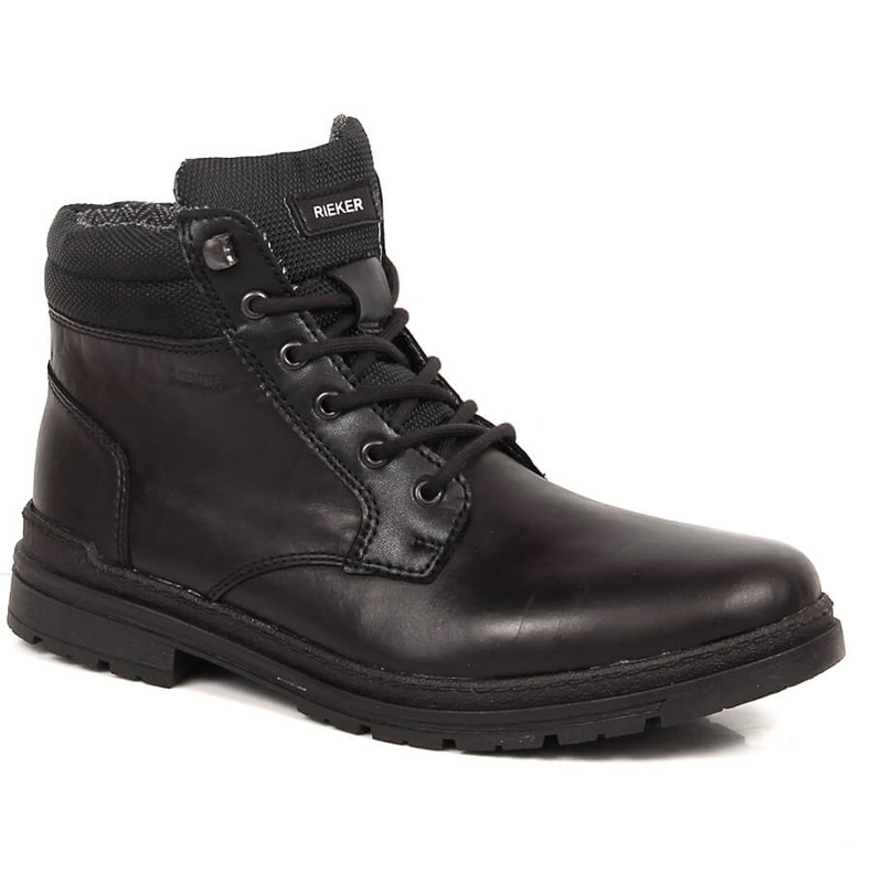 Sapatos de couro para homens pretos Rieker F2641-00