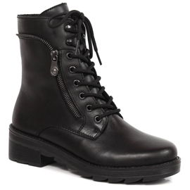 Botas de couro femininas confortáveis ​​com isolamento preto Rieker X0500-00