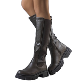 Botas quentes verdes Flores