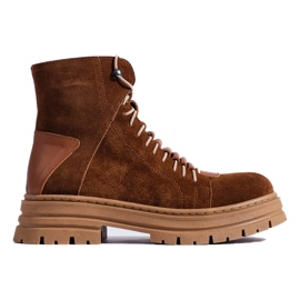Botas de couro marrom castanho