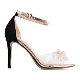 Sapatos femininos transparentes Shelovet com dedos expostos preto