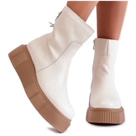 PL5 Botas de couro femininas na plataforma Jenefer bege claro PL5 Botas de couro femininas na plataforma Jenefer bege claro