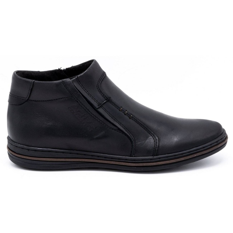 Polbut Botas masculinas de couro de inverno 381F pretas preto