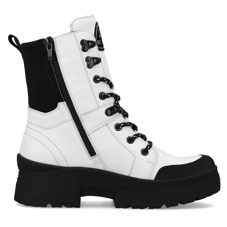 Botas brancas impermeáveis ​​em pele Rieker Revolution W0374-80 branco preto