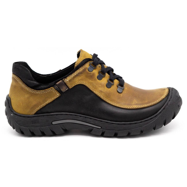 KOMODO Sapatos de trekking masculino de couro 917K amarelo