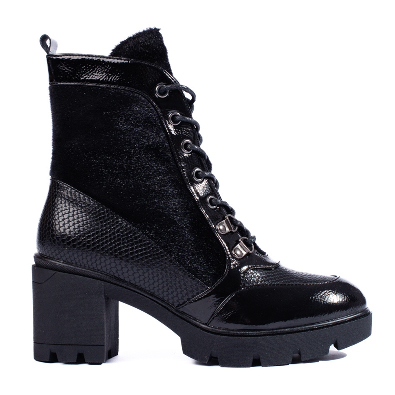 Shelovet botas com cadarço para mulheres com salto alto preto