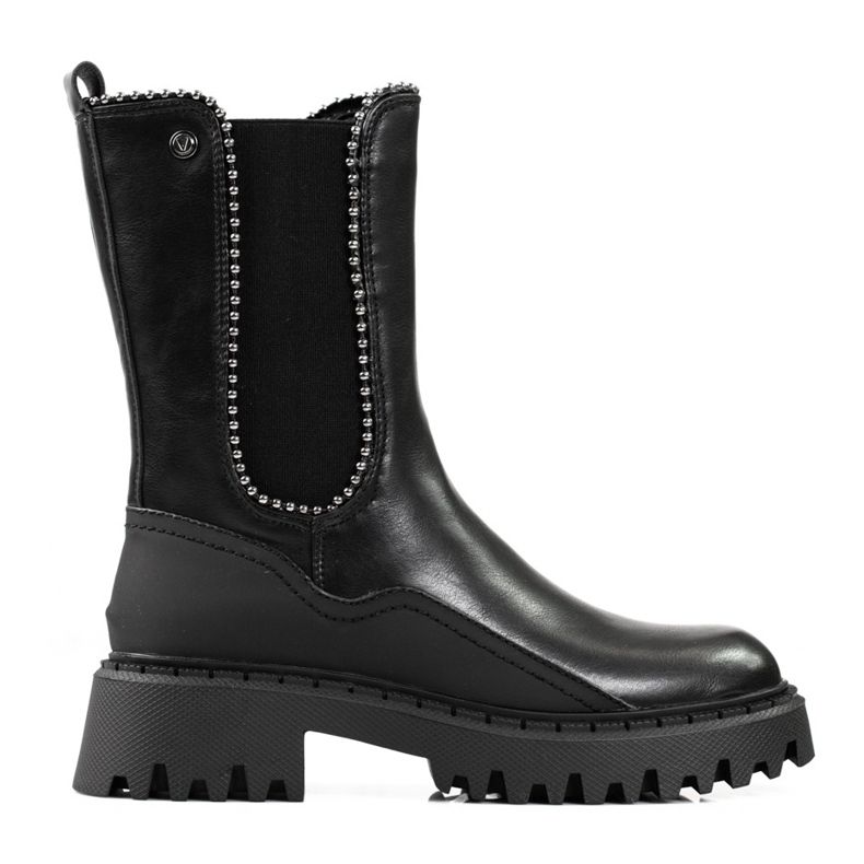Botas Chelsea de cano alto feitas de couro ecológico preto