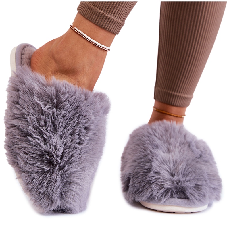 BM Chinelos Sheryl cinza de pele de mulher