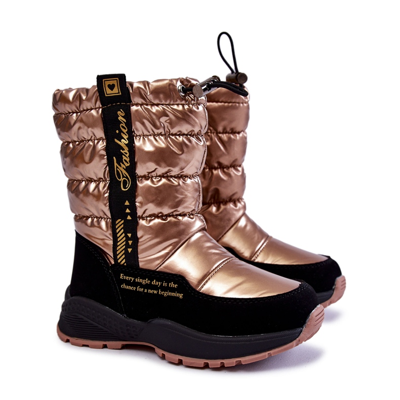 Botas de neve quentes de lã infantil no controle deslizante Golden Delhi dourado