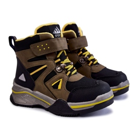 PE1 Caçadores de botas infantis aquecidos com lã Khaki Marco preto verde amarelo