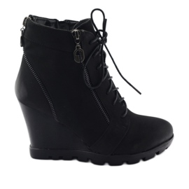 M.Daszyński Botas femininas de inverno Daszyński SA25 pretas preto