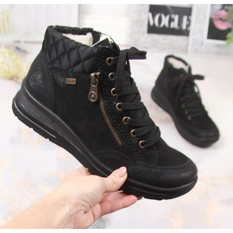 Botas com isolamento de couro impermeável Rieker W RKR567 preto