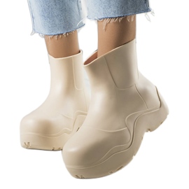 BM Botas de chuva bege com sola alta Frolo BM Botas de chuva bege com sola alta Frolo