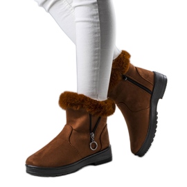 Botas de neve com isolamento camel e zíper Katalina castanho